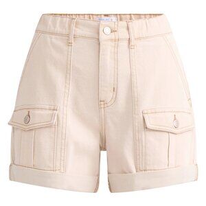 New Women's Time & Tru Cuff Utility Shorts Natural Beige